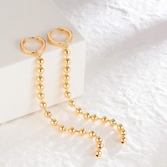 MYEARS Women Chain Earrings Gold Huggie Hoop Dangle Drop 14K Gold Filled Small - Picture 4 of 6